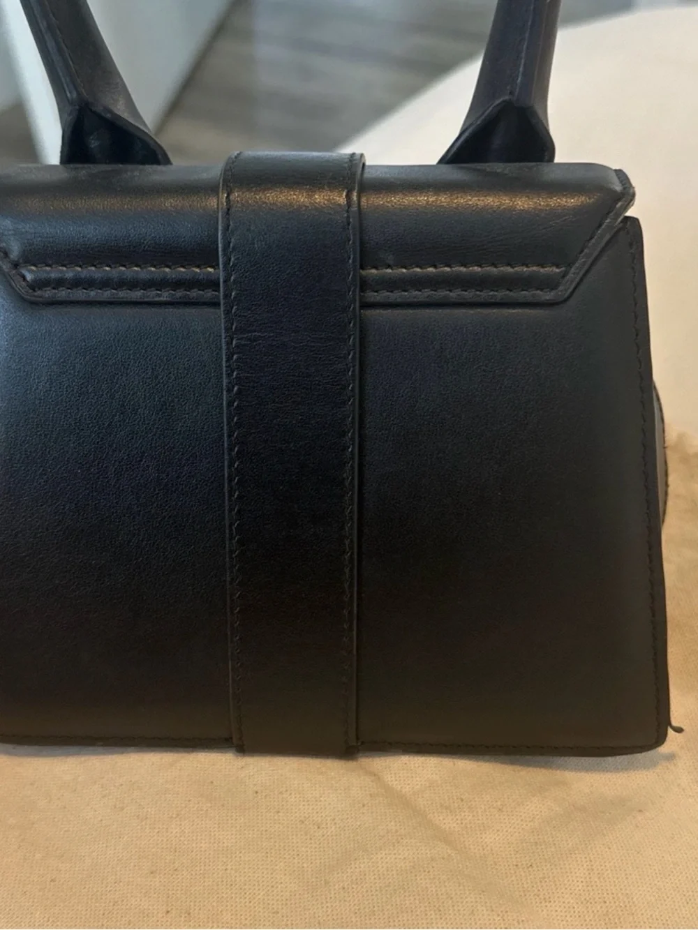 Jacquemus Black Leather Messenger Bag with Gold Hardware - Picture 2 of 5